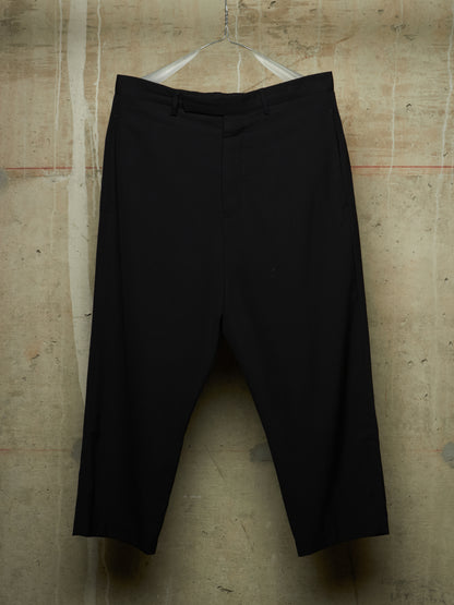 Rick Owens SS18 "DIRT" Black Wool Viscose Drop-crotch Cropped Astaires Pants
