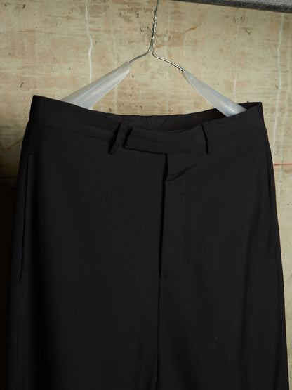 Rick Owens SS18 "DIRT" Black Wool Viscose Drop-crotch Cropped Astaires Pants