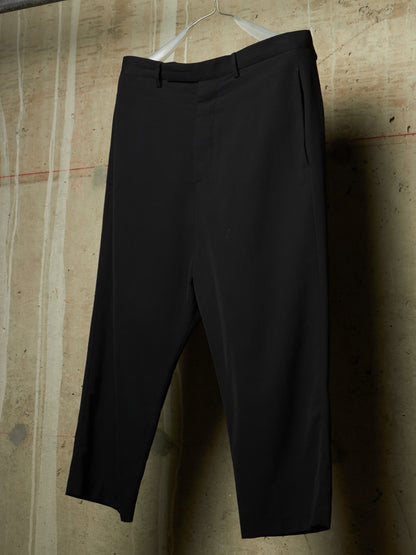 Rick Owens SS18 "DIRT" Black Wool Viscose Drop-crotch Cropped Astaires Pants