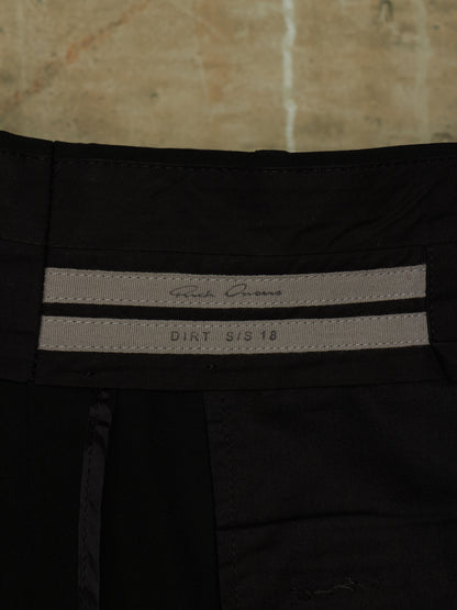 Rick Owens SS18 "DIRT" Black Wool Viscose Drop-crotch Cropped Astaires Pants