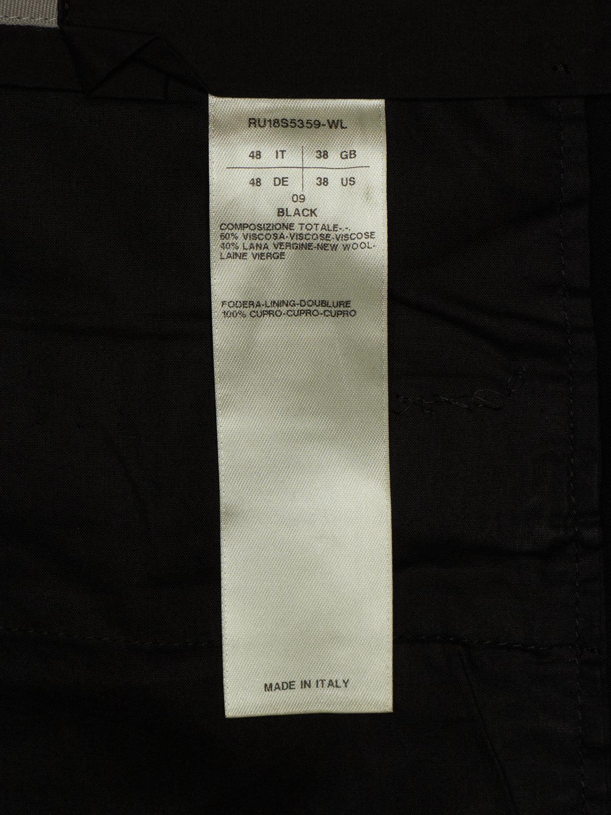 Rick Owens SS18 "DIRT" Black Wool Viscose Drop-crotch Cropped Astaires Pants