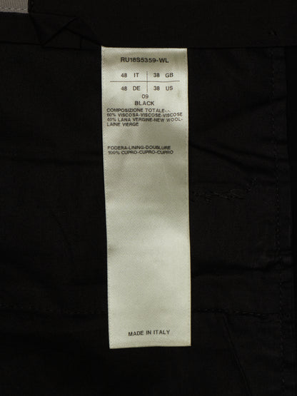 Rick Owens SS18 "DIRT" Black Wool Viscose Drop-crotch Cropped Astaires Pants