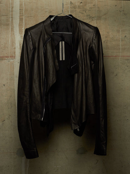 Rick Owens SS20 "TECUTAL" BLACK Lamb Leather Copped Rider Jacket