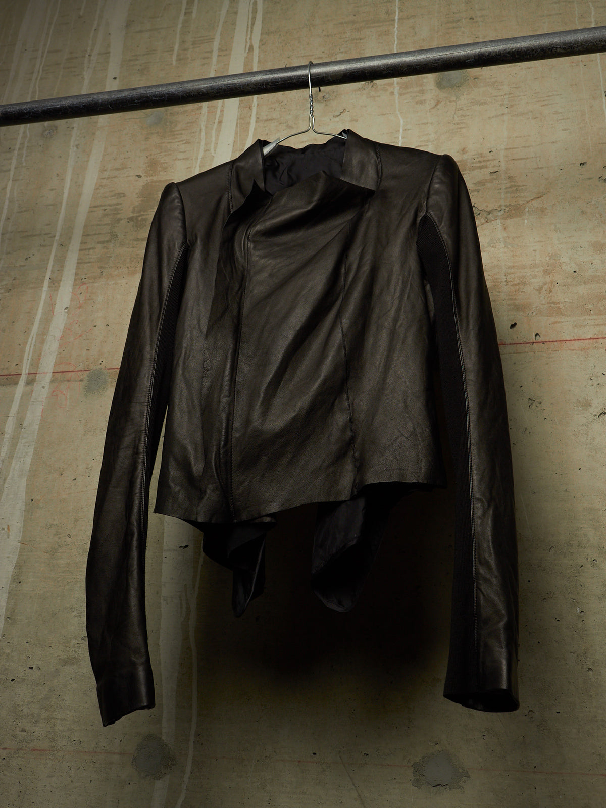 Rick Owens SS20 "TECUTAL" BLACK Lamb Leather Copped Rider Jacket