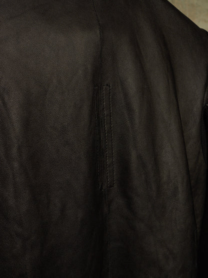 Rick Owens SS20 "TECUTAL" BLACK Lamb Leather Copped Rider Jacket