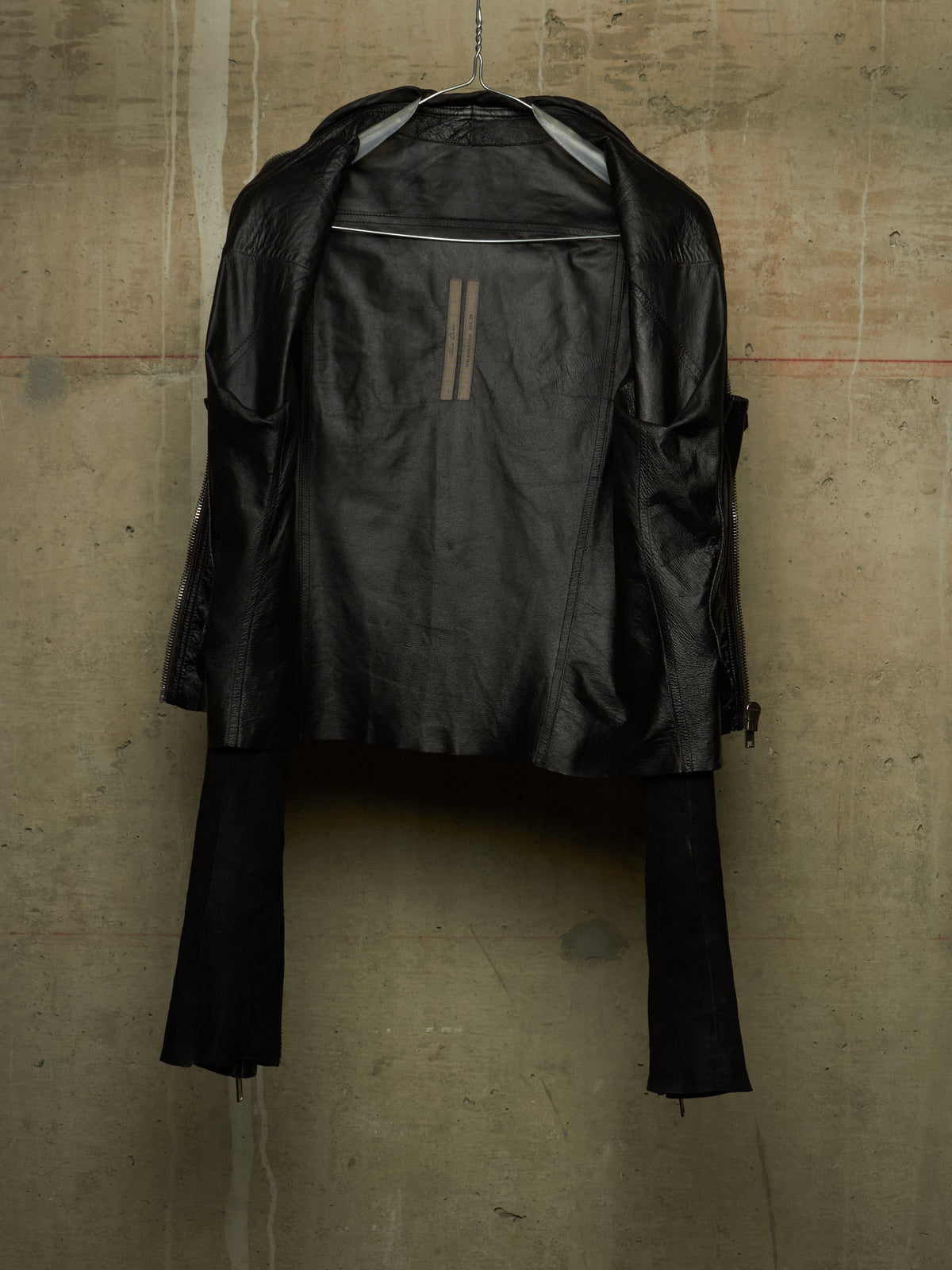 Rick Owens SS21 "PHLEGETHON" BLACK OYSTER Trapunto Klaus Reversed Lamb Leather Jacket
