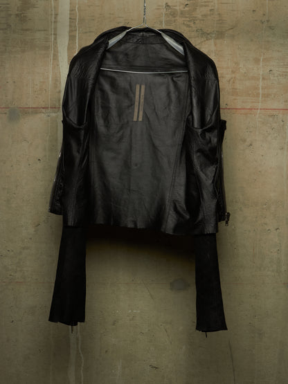 Rick Owens SS21 "PHLEGETHON" BLACK OYSTER Trapunto Klaus Reversed Lamb Leather Jacket