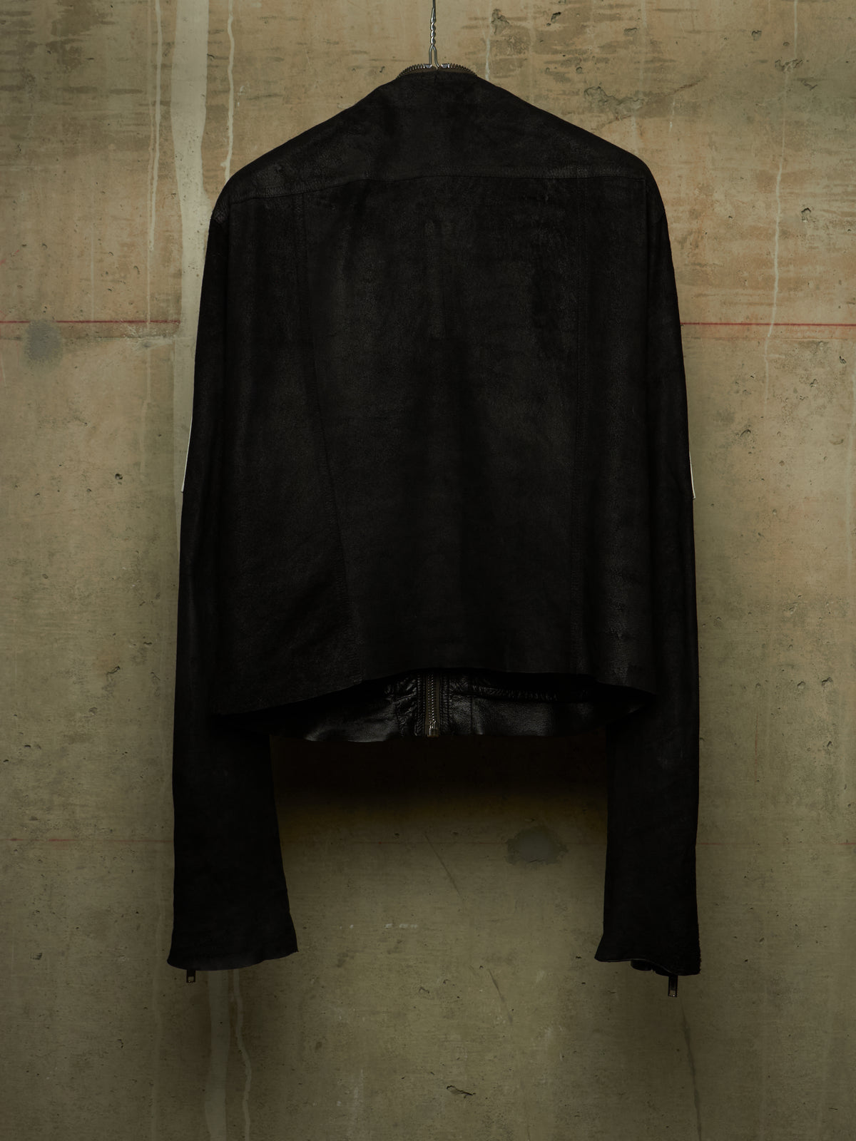 Rick Owens SS21 "PHLEGETHON" BLACK OYSTER Trapunto Klaus Reversed Lamb Leather Jacket
