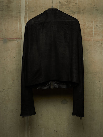Rick Owens SS21 "PHLEGETHON" BLACK OYSTER Trapunto Klaus Reversed Lamb Leather Jacket