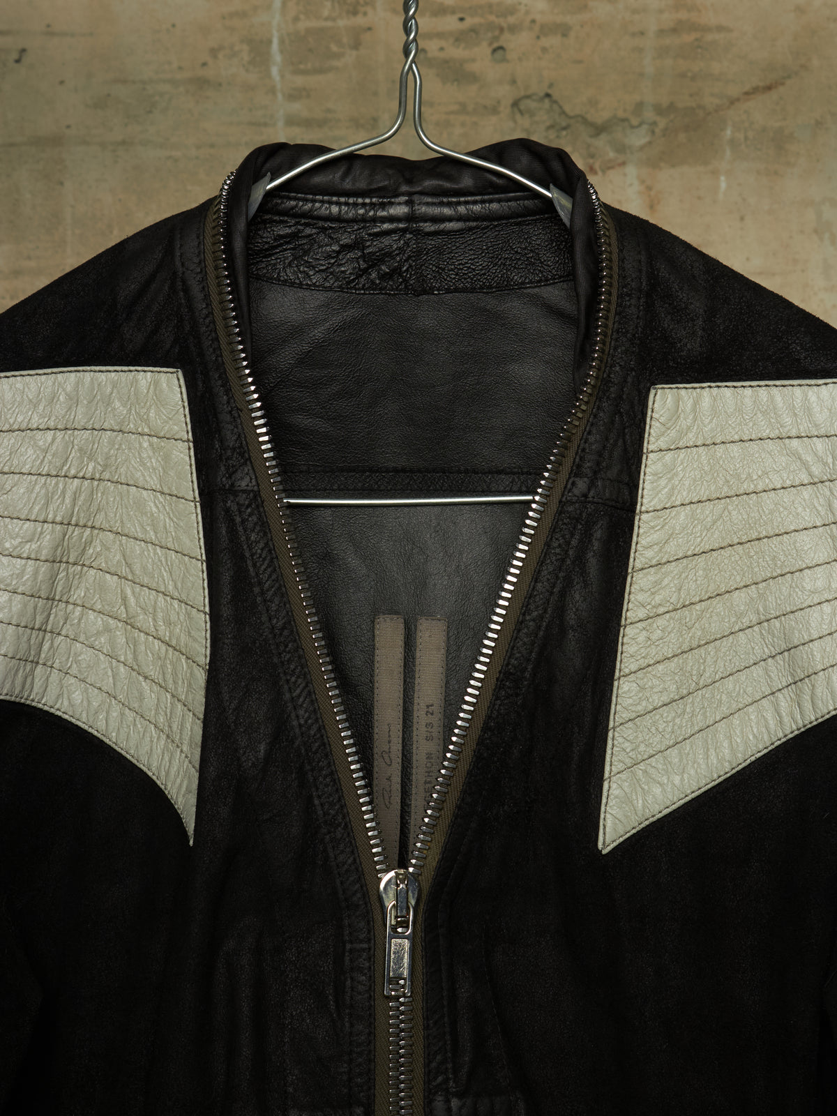 Rick Owens SS21 "PHLEGETHON" BLACK OYSTER Trapunto Klaus Reversed Lamb Leather Jacket