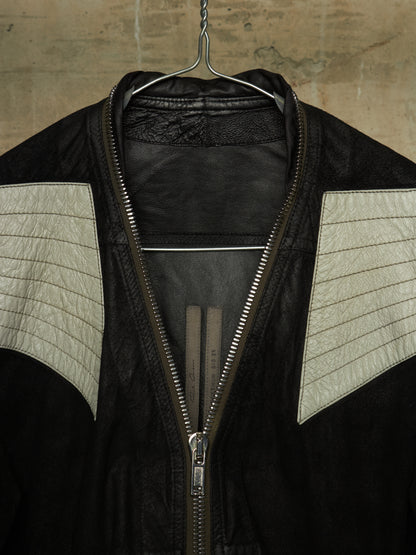 Rick Owens SS21 "PHLEGETHON" BLACK OYSTER Trapunto Klaus Reversed Lamb Leather Jacket