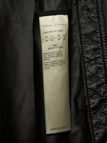 Rick Owens SS21 "PHLEGETHON" BLACK OYSTER Trapunto Klaus Reversed Lamb Leather Jacket