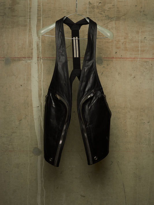 Rick Owens SS22 "FOGACHINE" BLACK Calf Leather Bauhaus Vest Bag