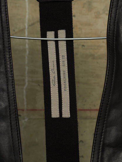 Rick Owens SS22 "FOGACHINE" BLACK Calf Leather Bauhaus Vest Bag