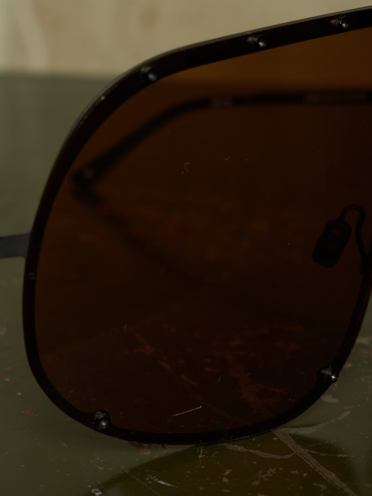Rick Owens SS22 “FOGACHINE” Matte Black Stainless Steel Brown Tinted Mask Sunglasses Shield