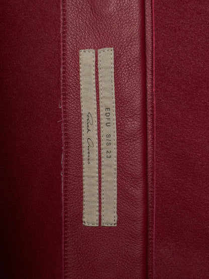 Rick Owens SS23 "EDFU" FUCHSIA Hooded Oversized Pebbled Cow Leather Raincoat
