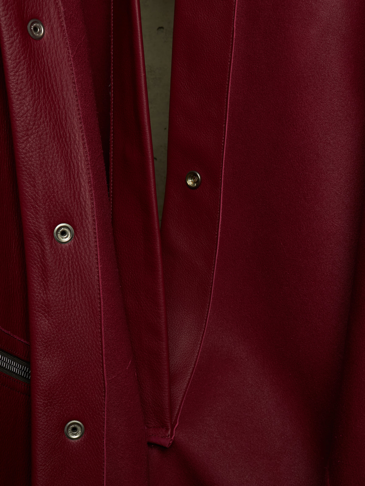 Rick Owens SS23 "EDFU" FUCHSIA Hooded Oversized Pebbled Cow Leather Raincoat