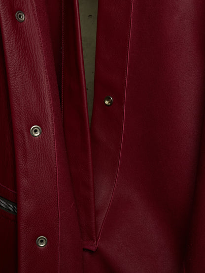 Rick Owens SS23 "EDFU" FUCHSIA Hooded Oversized Pebbled Cow Leather Raincoat