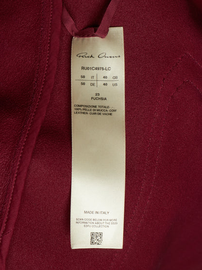 Rick Owens SS23 "EDFU" FUCHSIA Hooded Oversized Pebbled Cow Leather Raincoat