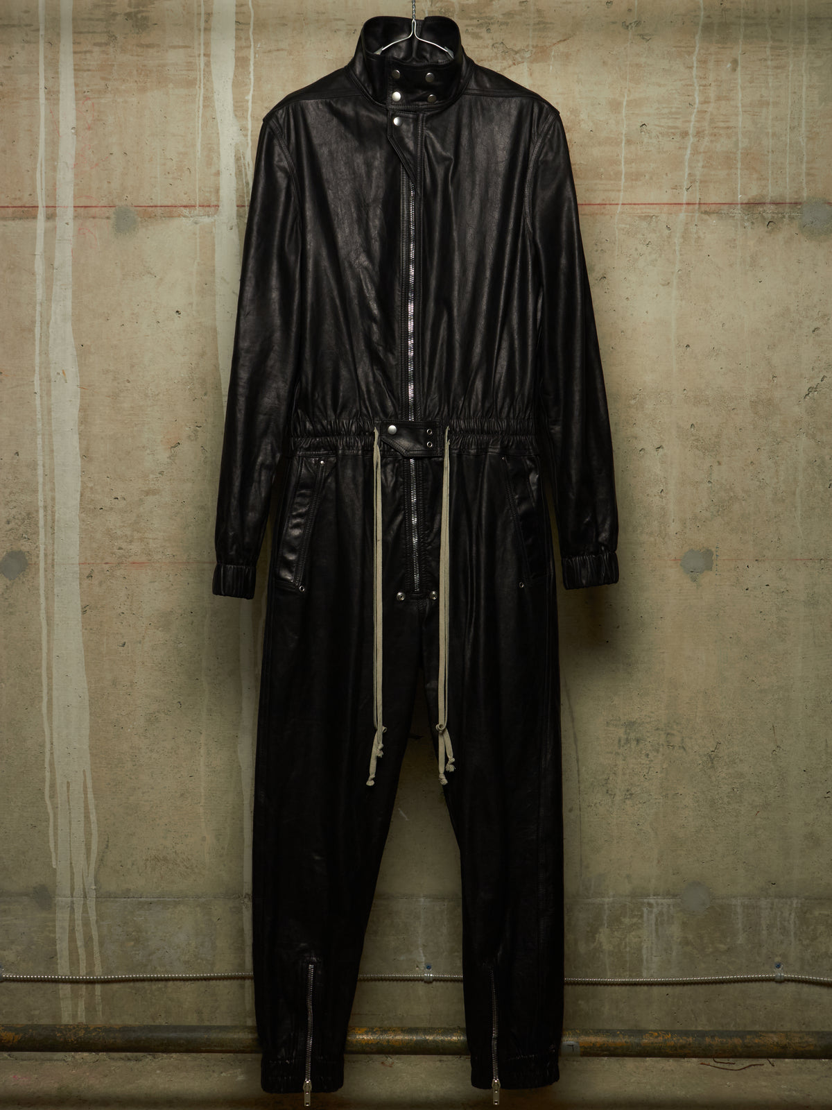 Rick Owens SS24 "LIDO" Black Calf Leather LUXOR Flightsuit