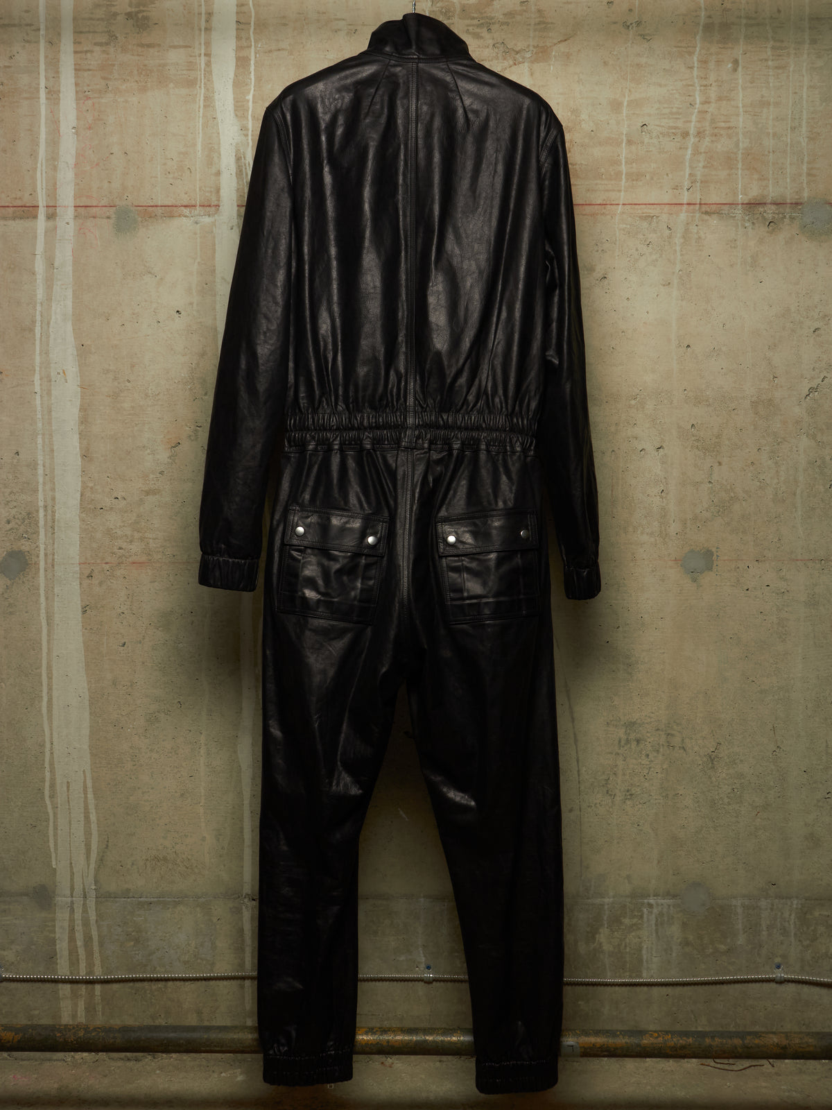 Rick Owens SS24 "LIDO" Black Calf Leather LUXOR Flightsuit