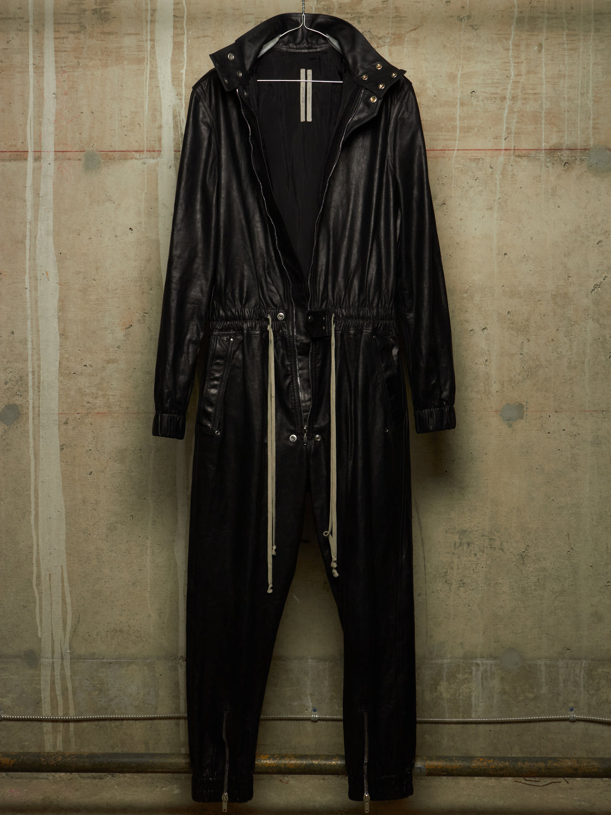 Rick Owens SS24 "LIDO" Black Calf Leather LUXOR Flightsuit