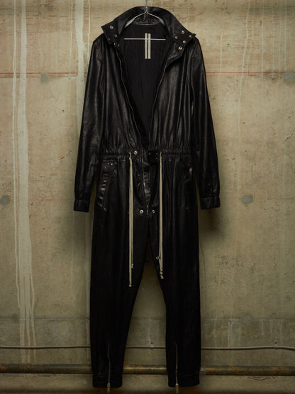 Rick Owens SS24 "LIDO" Black Calf Leather LUXOR Flightsuit