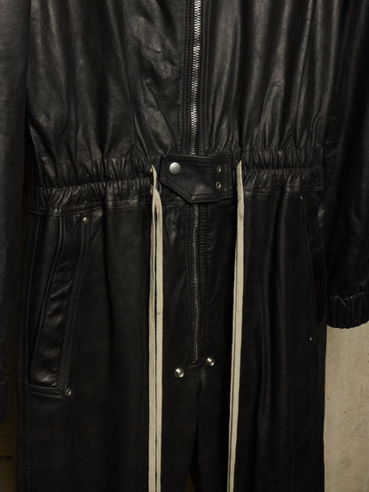 Rick Owens SS24 "LIDO" Black Calf Leather LUXOR Flightsuit