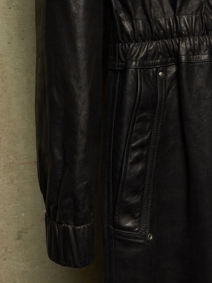 Rick Owens SS24 "LIDO" Black Calf Leather LUXOR Flightsuit