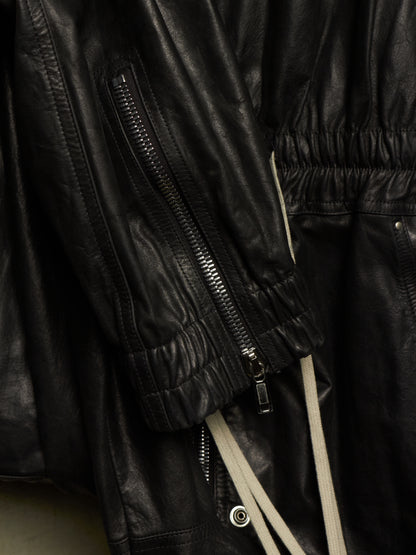 Rick Owens SS24 "LIDO" Black Calf Leather LUXOR Flightsuit
