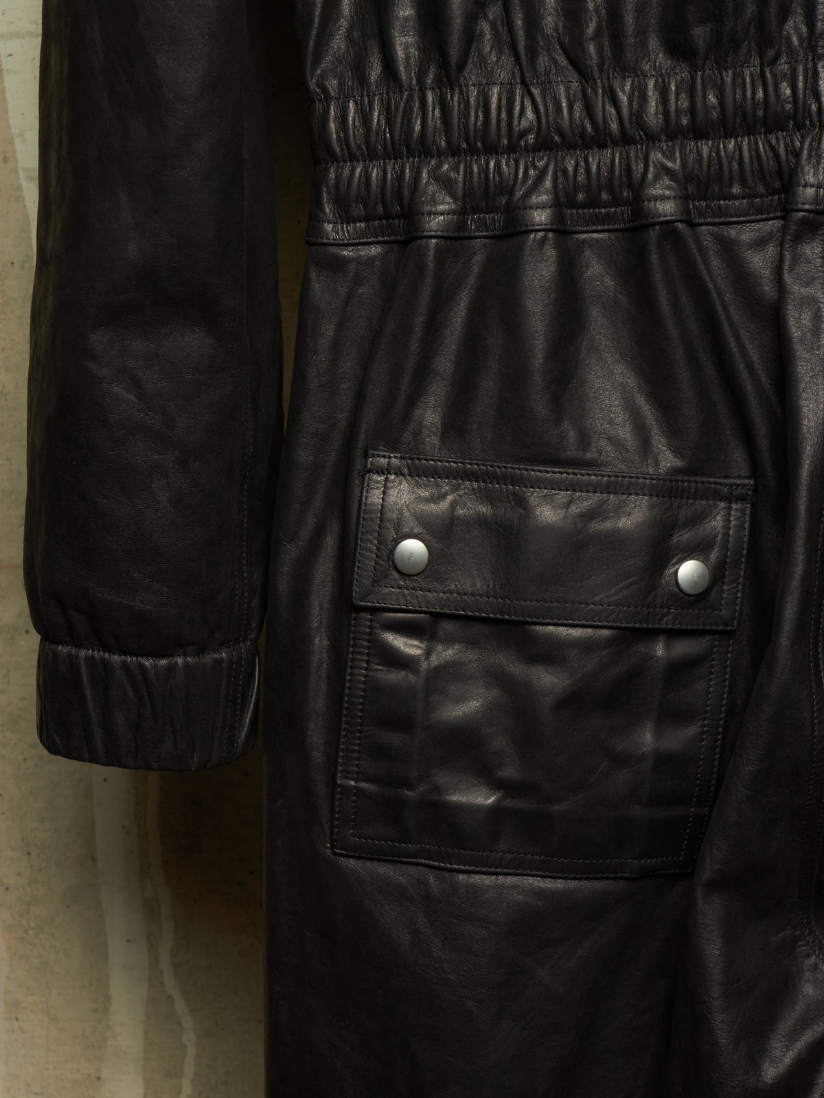 Rick Owens SS24 "LIDO" Black Calf Leather LUXOR Flightsuit