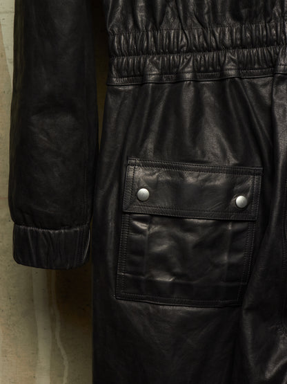 Rick Owens SS24 "LIDO" Black Calf Leather LUXOR Flightsuit
