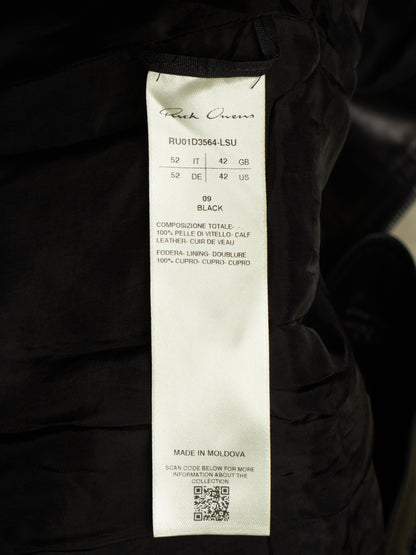 Rick Owens SS24 "LIDO" Black Calf Leather LUXOR Flightsuit