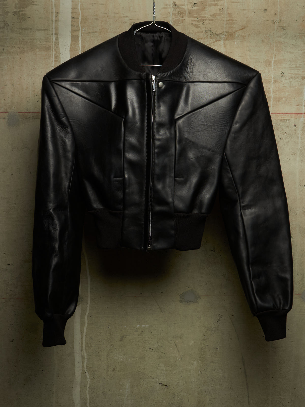 Rick Owens SS24 "LIDO" Black Oiled Calf Leather EDFU Tatlin Flight Jacket