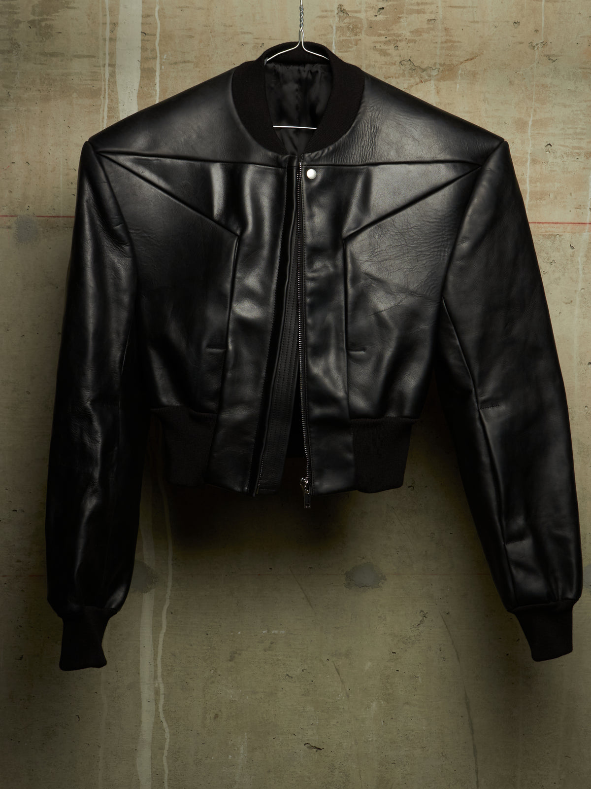 Rick Owens SS24 "LIDO" Black Oiled Calf Leather EDFU Tatlin Flight Jacket