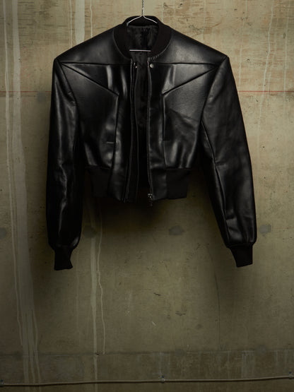 Rick Owens SS24 "LIDO" Black Oiled Calf Leather EDFU Tatlin Flight Jacket