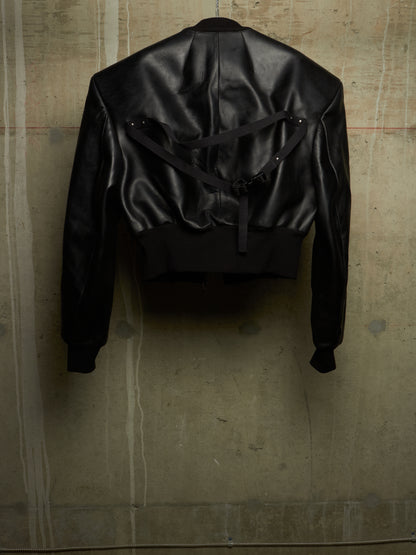 Rick Owens SS24 "LIDO" Black Oiled Calf Leather EDFU Tatlin Flight Jacket