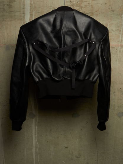 Rick Owens SS24 "LIDO" Black Oiled Calf Leather EDFU Tatlin Flight Jacket