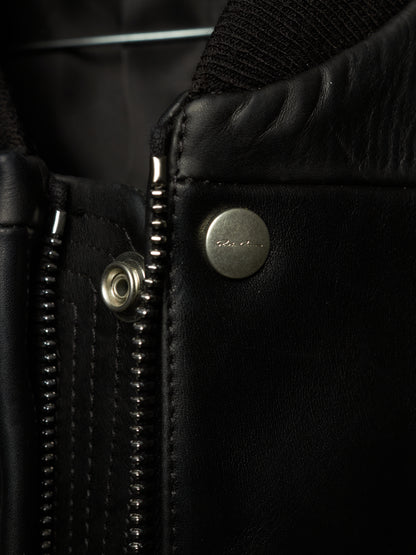 Rick Owens SS24 "LIDO" Black Oiled Calf Leather EDFU Tatlin Flight Jacket