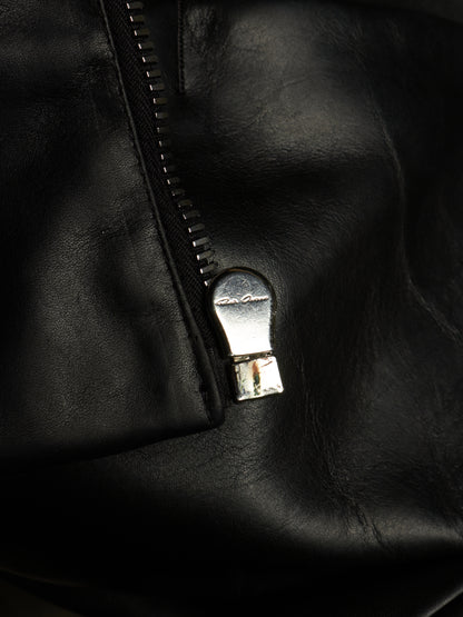 Rick Owens SS24 "LIDO" Black Oiled Calf Leather EDFU Tatlin Flight Jacket