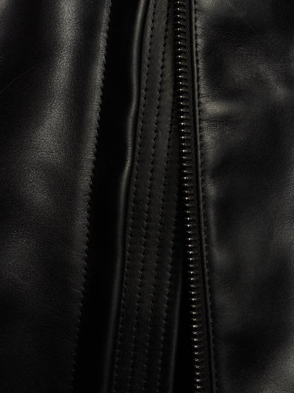 Rick Owens SS24 "LIDO" Black Oiled Calf Leather EDFU Tatlin Flight Jacket