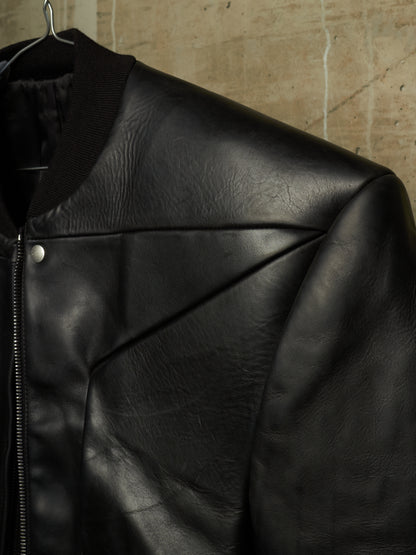Rick Owens SS24 "LIDO" Black Oiled Calf Leather EDFU Tatlin Flight Jacket