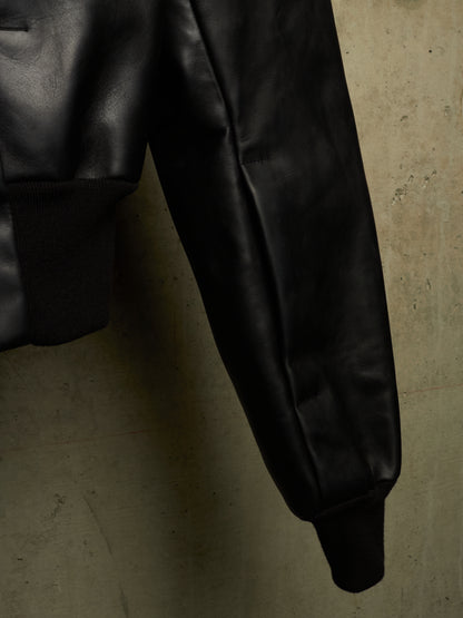 Rick Owens SS24 "LIDO" Black Oiled Calf Leather EDFU Tatlin Flight Jacket