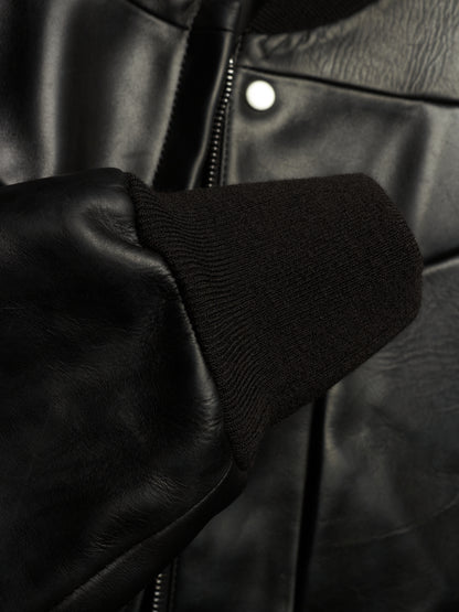 Rick Owens SS24 "LIDO" Black Oiled Calf Leather EDFU Tatlin Flight Jacket