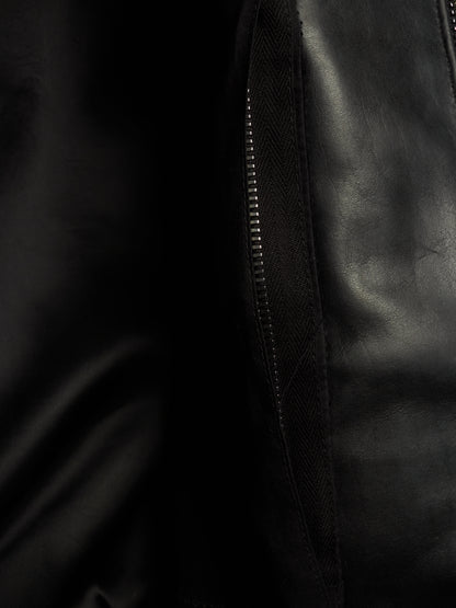 Rick Owens SS24 "LIDO" Black Oiled Calf Leather EDFU Tatlin Flight Jacket