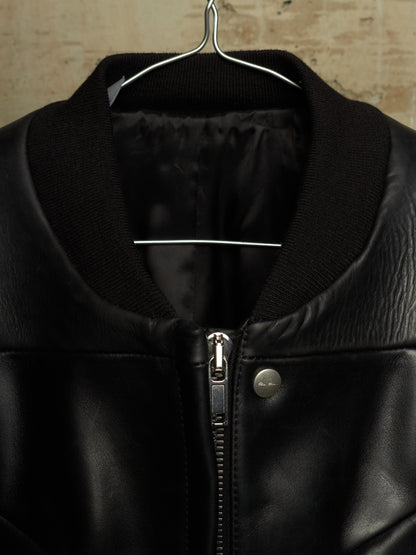 Rick Owens SS24 "LIDO" Black Oiled Calf Leather EDFU Tatlin Flight Jacket