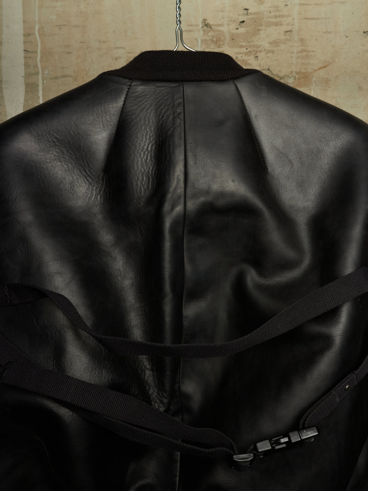 Rick Owens SS24 "LIDO" Black Oiled Calf Leather EDFU Tatlin Flight Jacket