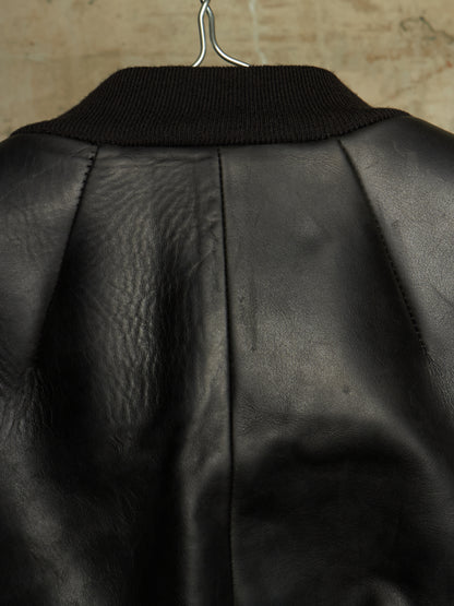 Rick Owens SS24 "LIDO" Black Oiled Calf Leather EDFU Tatlin Flight Jacket