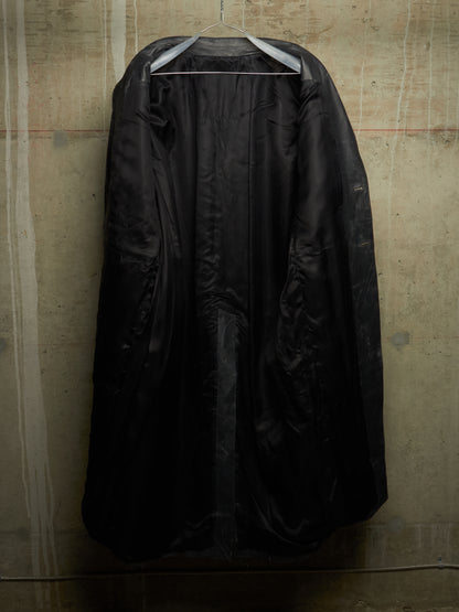 Rick Owens SS25 "HOLLYWOOD" Black Tamponato Calf Leather Lido Coat