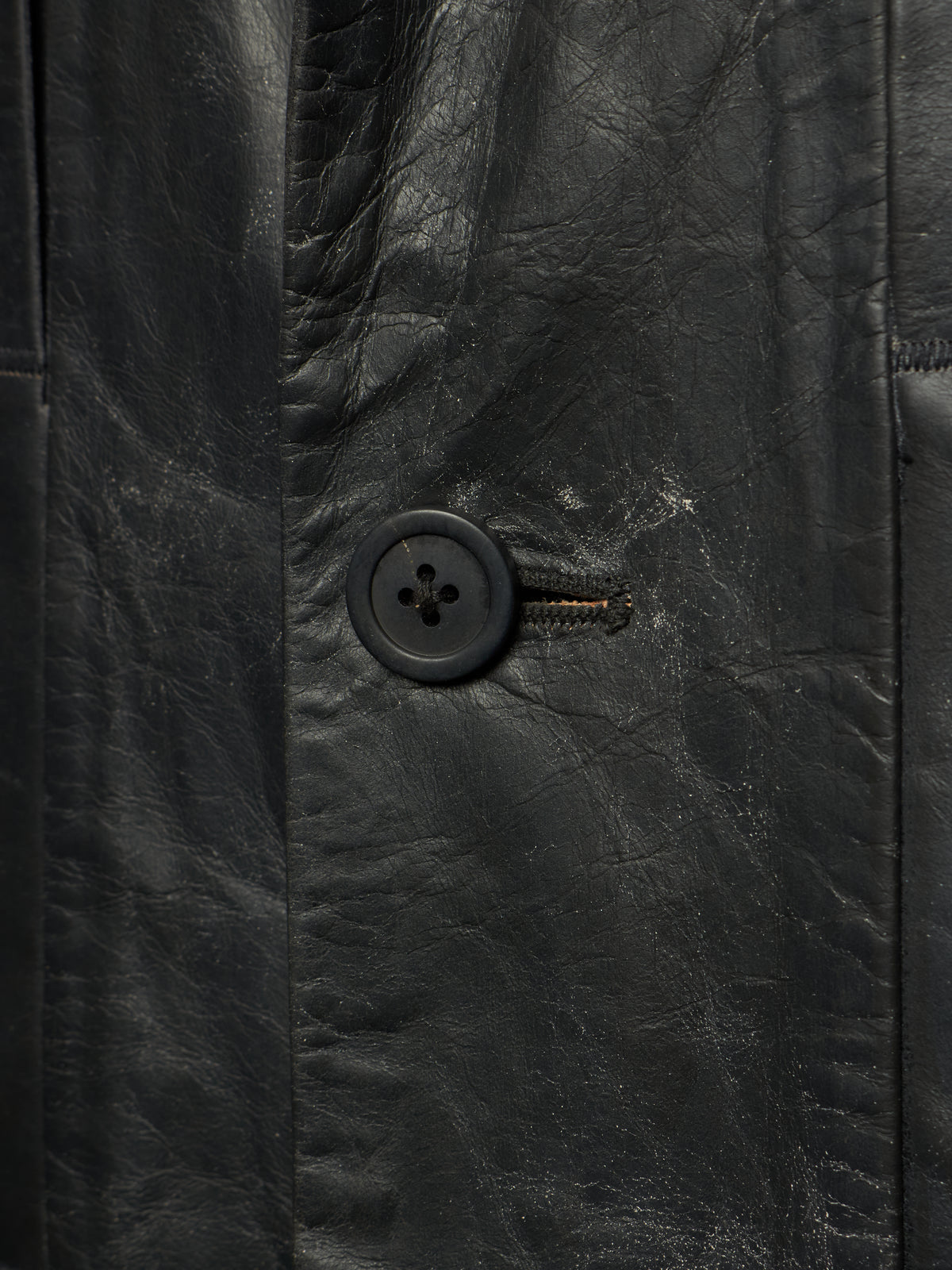 Rick Owens SS25 "HOLLYWOOD" Black Tamponato Calf Leather Lido Coat